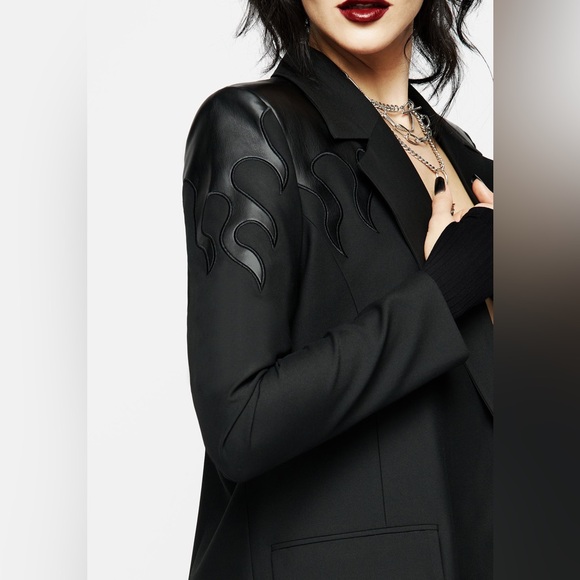 Disturbia Jackets & Blazers - Disturbia Ignite Faux Leather Blazer Size UK 20 / US 16